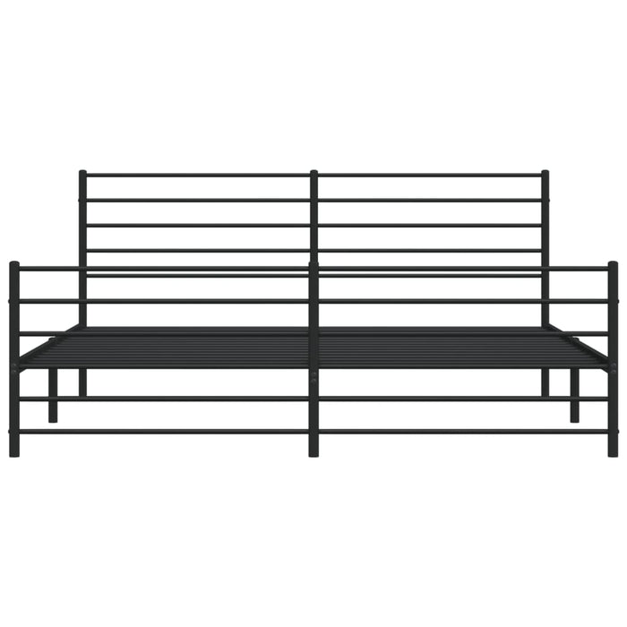 Metal Bed Frame with Headboard and Footboard Black 6FT Super King