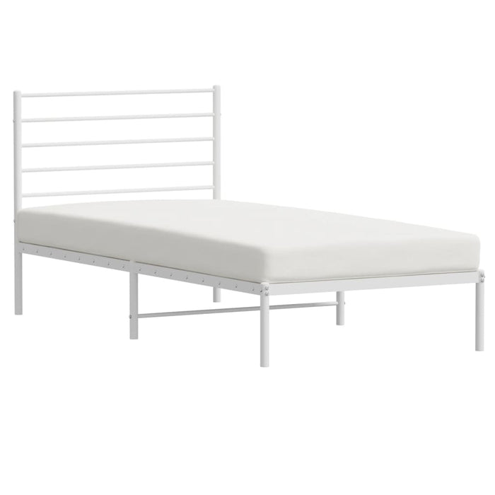 Metal Bed Frame with Headboard White 2FT6 Small Single