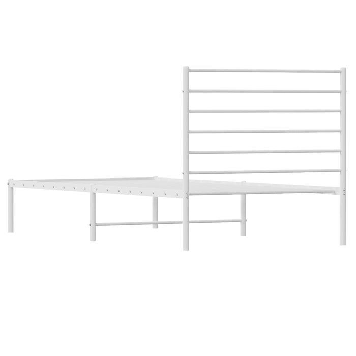 Metal Bed Frame with Headboard White 3FT Single