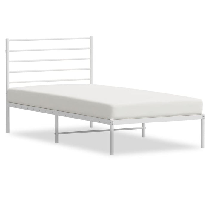 Metal Bed Frame with Headboard White 90 cm