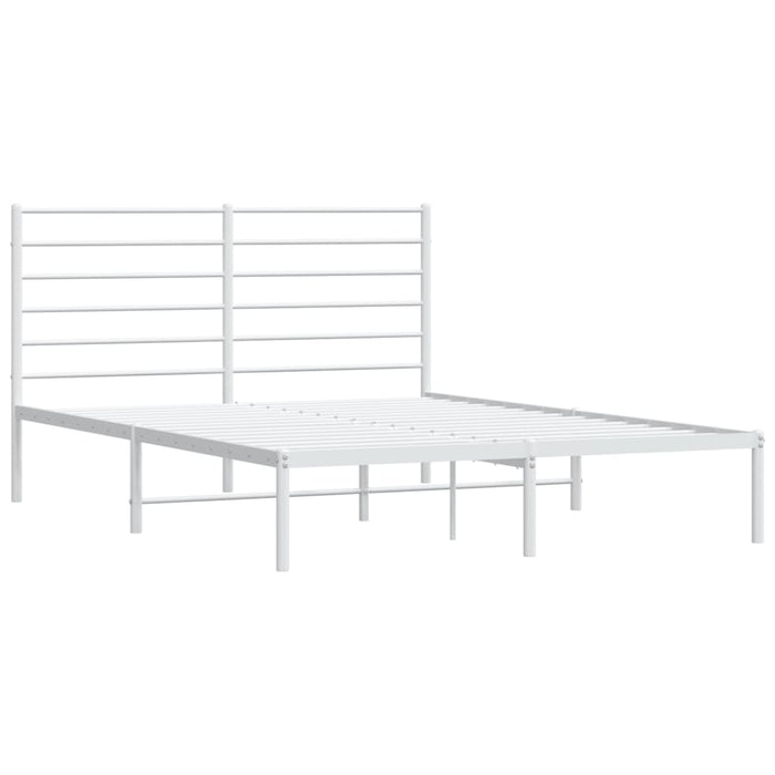 Metal Bed Frame with Headboard White 4FT Small Double