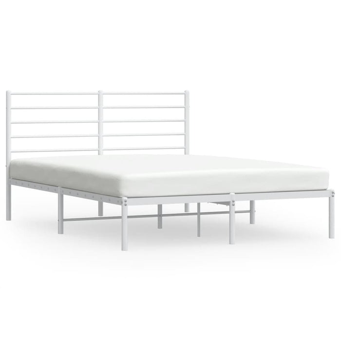 Metal Bed Frame with Headboard White 5FT King Size