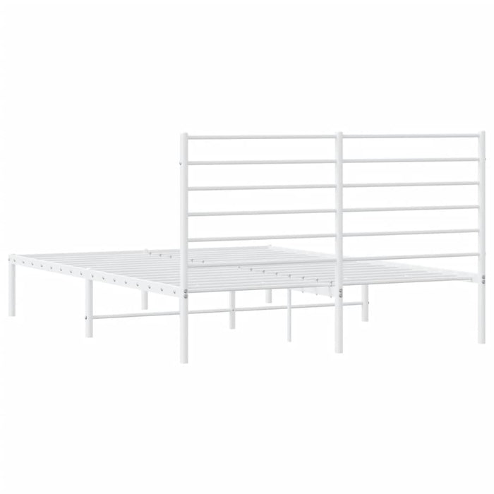 Metal Bed Frame with Headboard White 5FT King Size