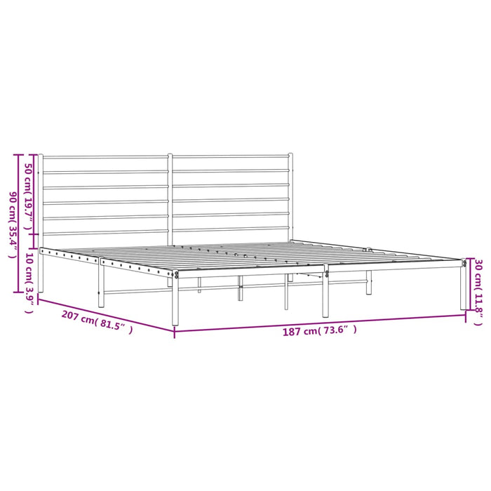 Metal Bed Frame with Headboard White 6FT Super King
