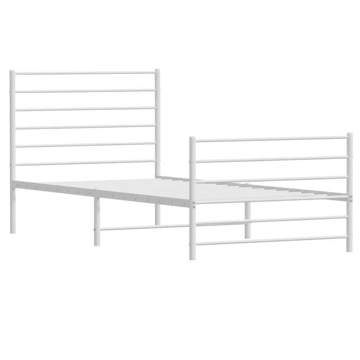 Metal Bed Frame with Headboard and Footboard White 3FT Single