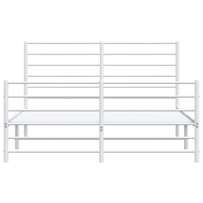 Metal Bed Frame with Headboard and Footboard White 4FT6 Double