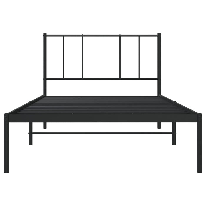 Metal Bed Frame with Headboard Black 2FT6 Small Single