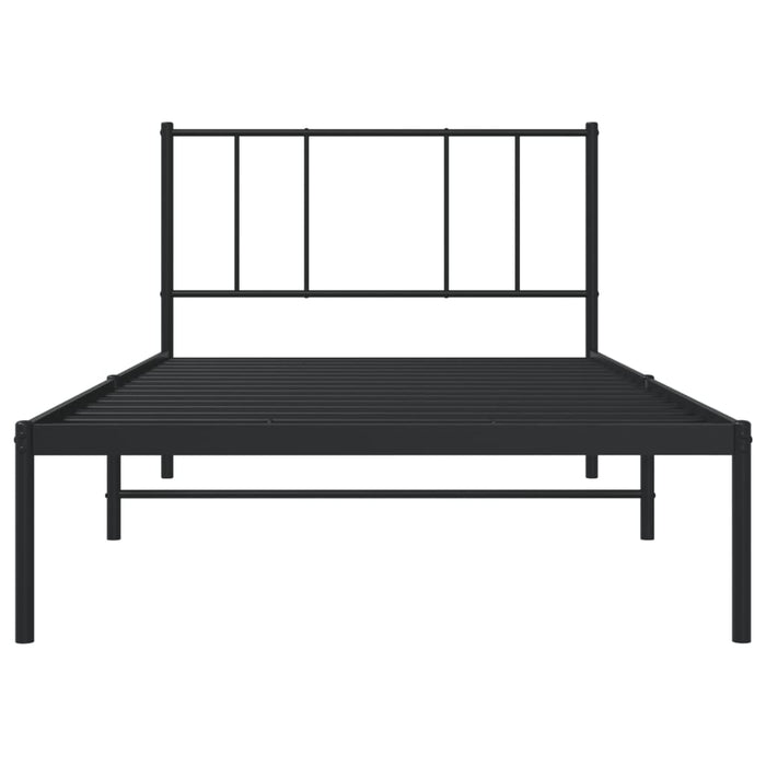 Metal Bed Frame with Headboard Black 90 cm