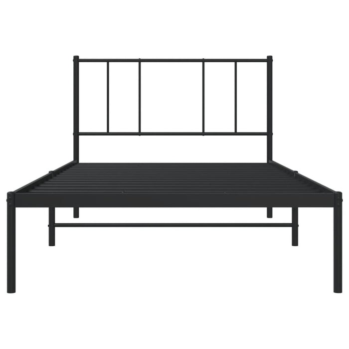 Metal Bed Frame with Headboard Black 107 cm