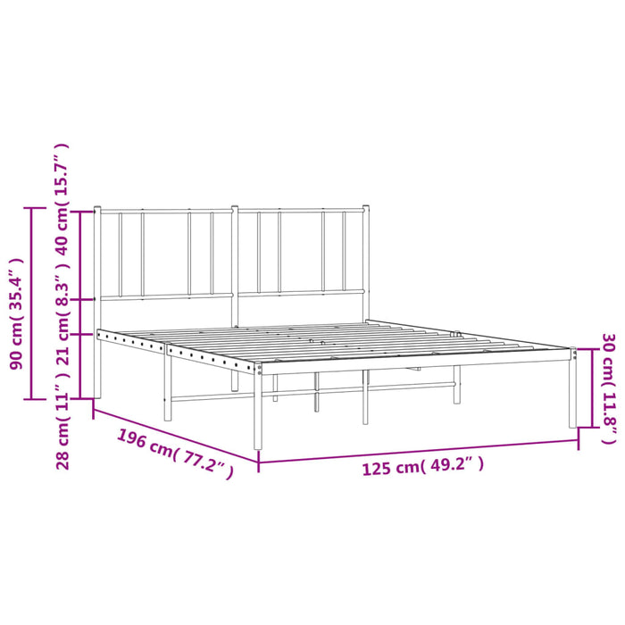 Metal Bed Frame with Headboard Black 4FT Small Double