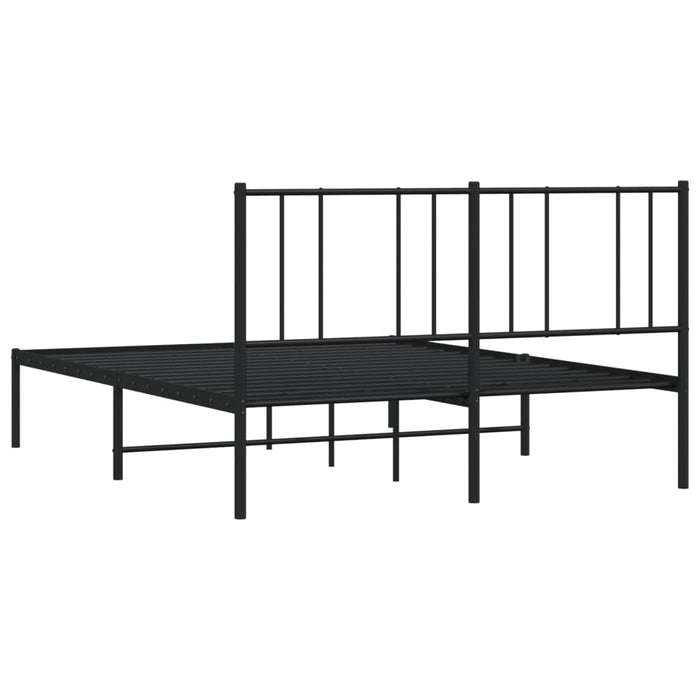 Metal Bed Frame with Headboard Black 160 cm