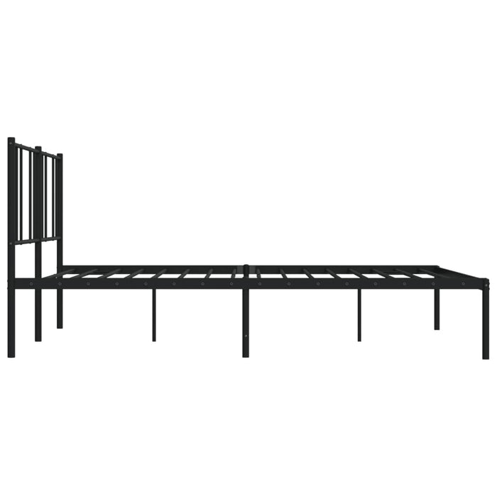 Metal Bed Frame with Headboard Black 183 cm