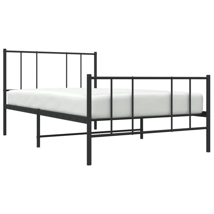 Metal Bed Frame with Headboard and Footboard Black 2FT6 Small Single
