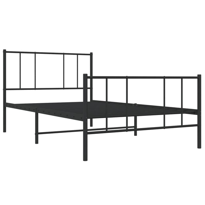 Metal Bed Frame with Headboard and Footboard Black 2FT6 Small Single