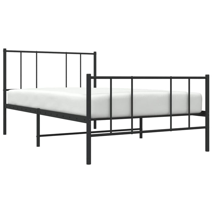 Metal Bed Frame with Headboard and Footboard Black 100 cm