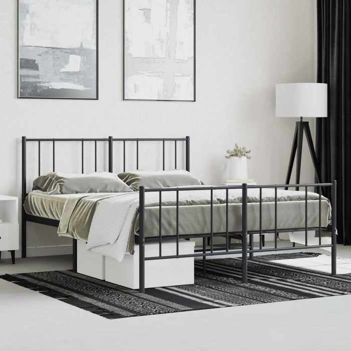 Metal Bed Frame with Headboard and Footboard Black 4FT Small Double