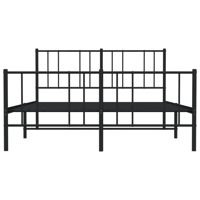 Metal Bed Frame with Headboard and Footboard Black 4FT6 Double