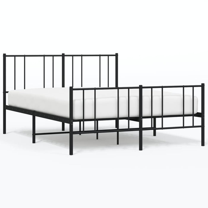 Metal Bed Frame with Headboard and Footboard Black 5FT King Size