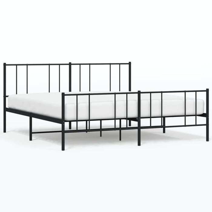 Metal Bed Frame with Headboard and Footboard Black 200 cm