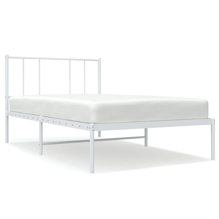 Metal Bed Frame with Headboard White 3FT Single