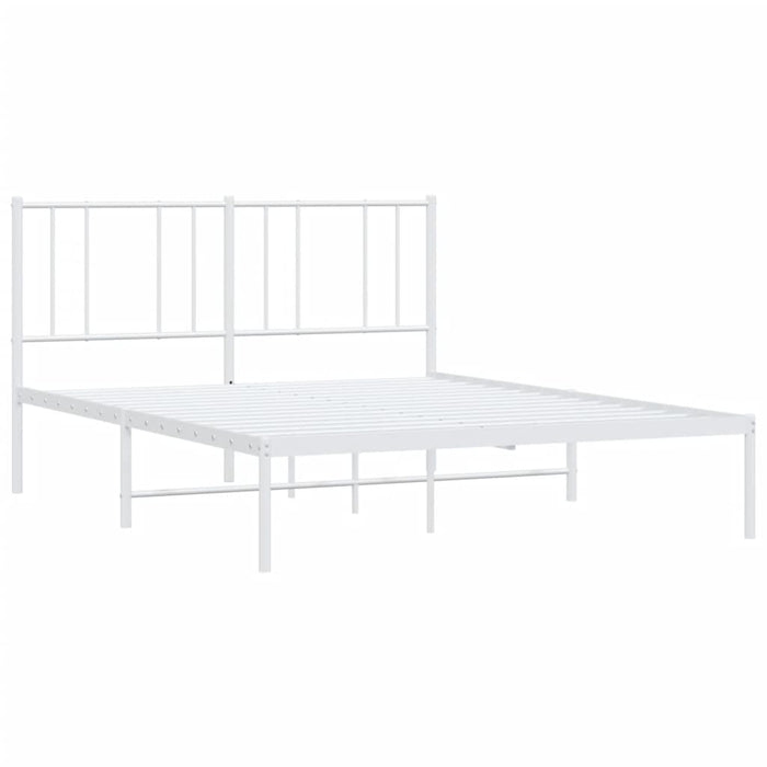 Metal Bed Frame with Headboard White 4FT Small Double
