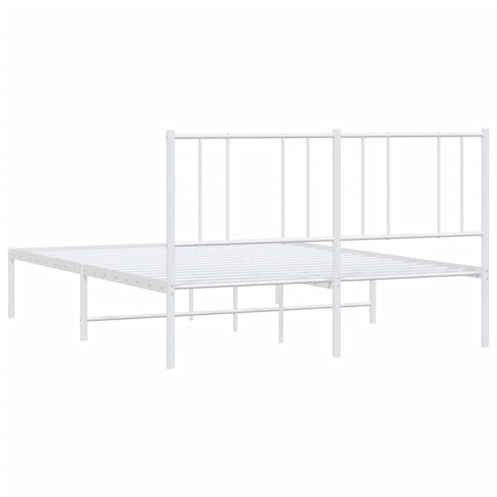 Metal Bed Frame with Headboard White 4FT6 Double