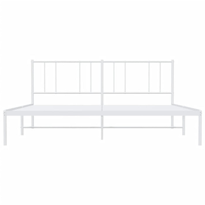 Metal Bed Frame with Headboard White 183 cm