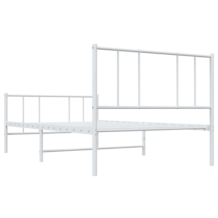 Metal Bed Frame with Headboard and Footboard White 2FT6 Small Single