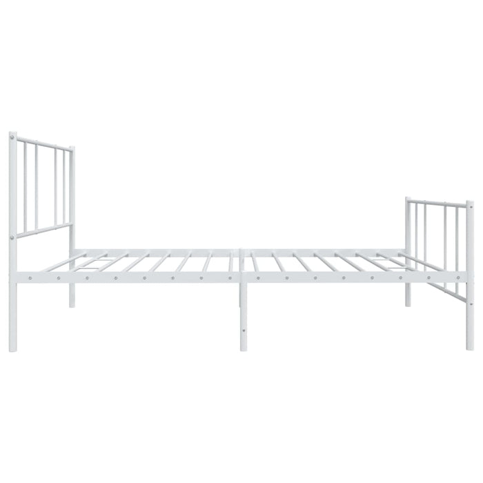 Metal Bed Frame with Headboard and Footboard White 107 cm