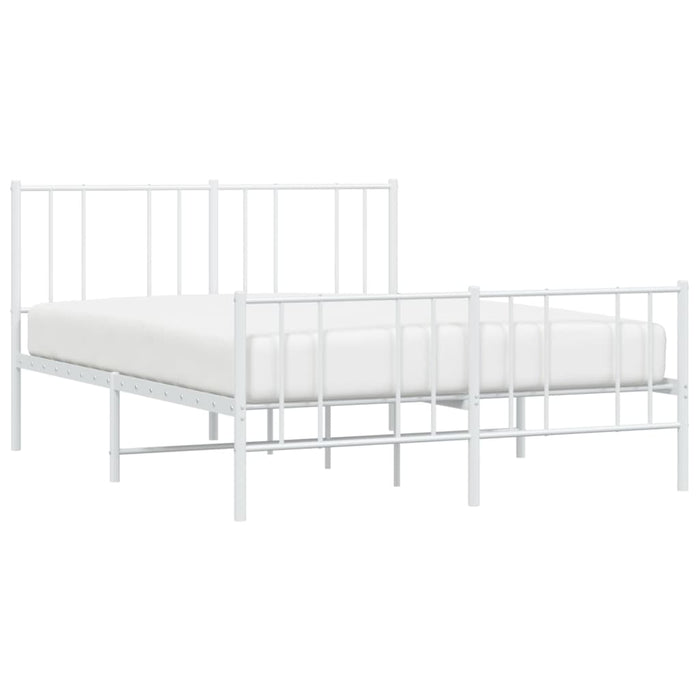 Metal Bed Frame with Headboard and Footboard White 120 cm