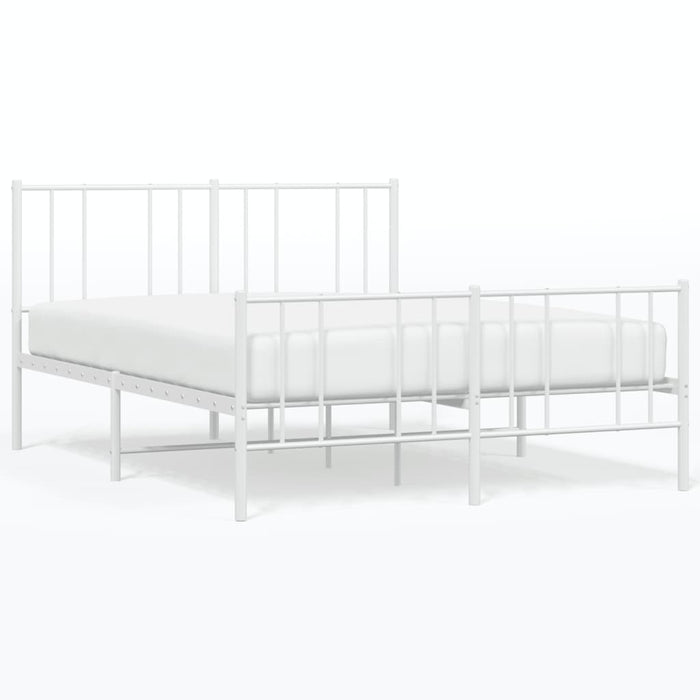 Metal Bed Frame with Headboard and Footboard White 4FT6 Double