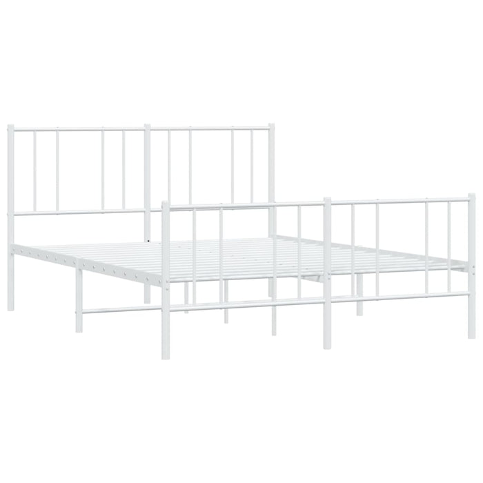 Metal Bed Frame with Headboard and Footboard White 160 cm