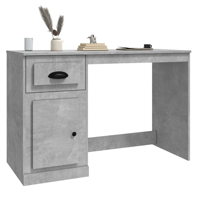 Desk with Drawer Concrete Grey Engineered Wood 115 cm