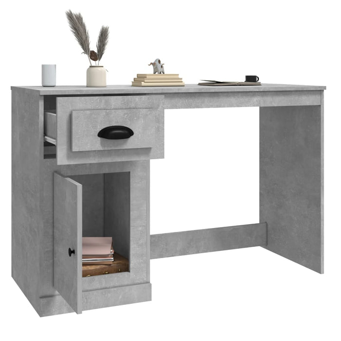 Desk with Drawer Concrete Grey Engineered Wood 115 cm