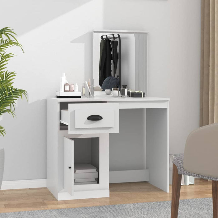 Dressing Table with Mirror White Engineered Wood 90 cm
