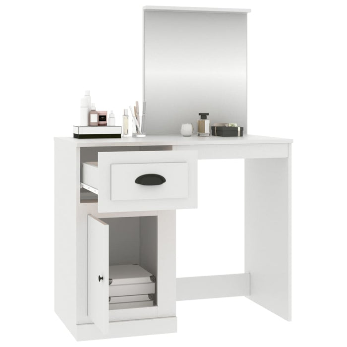 Dressing Table with Mirror White Engineered Wood 90 cm