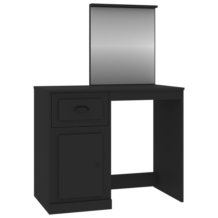 Dressing Table with Mirror Black Engineered Wood 90 cm