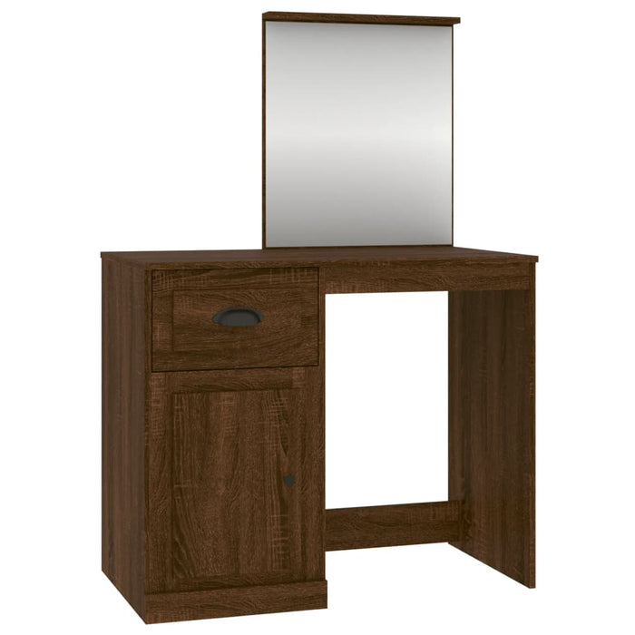 Dressing Table with Mirror Brown Oak Engineered Wood 90 cm