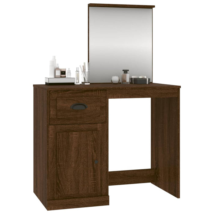 Dressing Table with Mirror Brown Oak Engineered Wood 90 cm