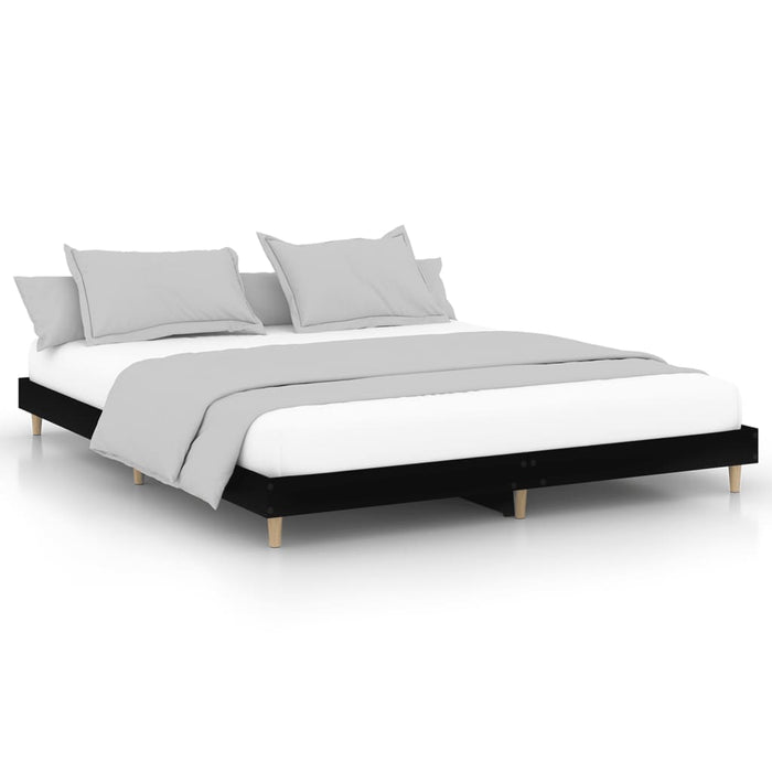 Bed Frame Black Engineered Wood 200 cm
