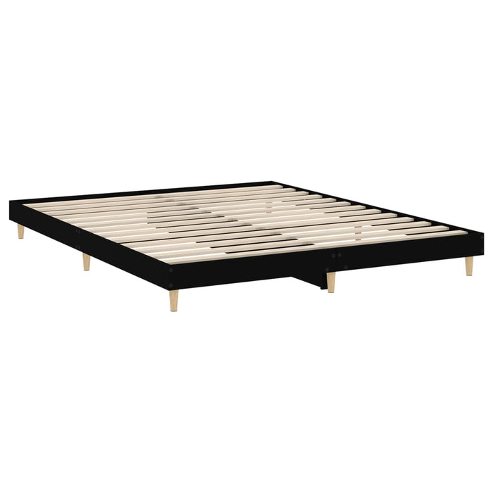 Bed Frame Black Engineered Wood 200 cm