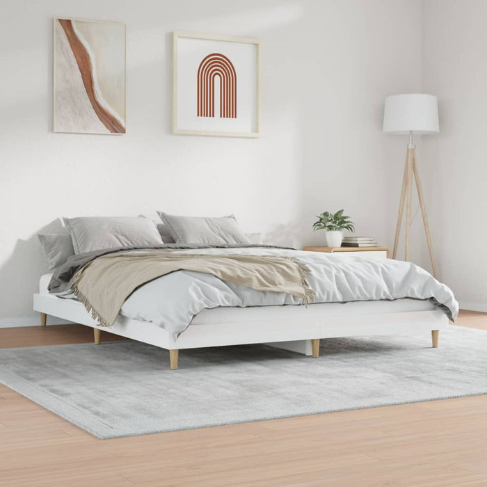 Bed Frame High Gloss White Engineered Wood 200 cm