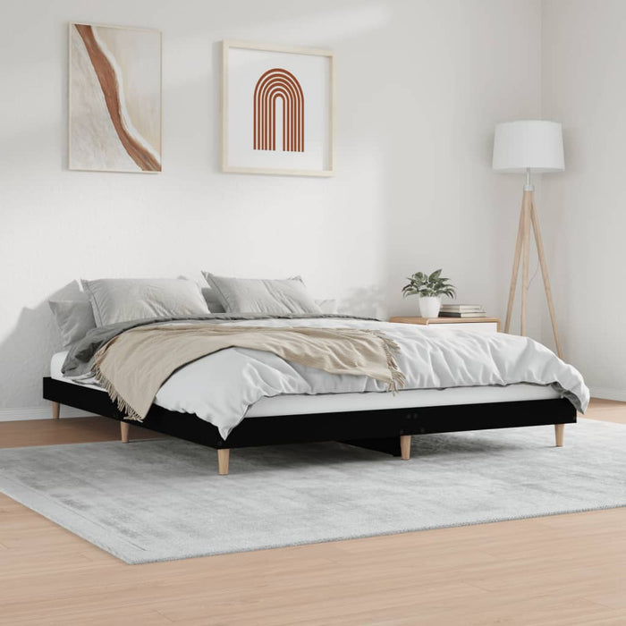 Bed Frame Black Engineered Wood 180 cm