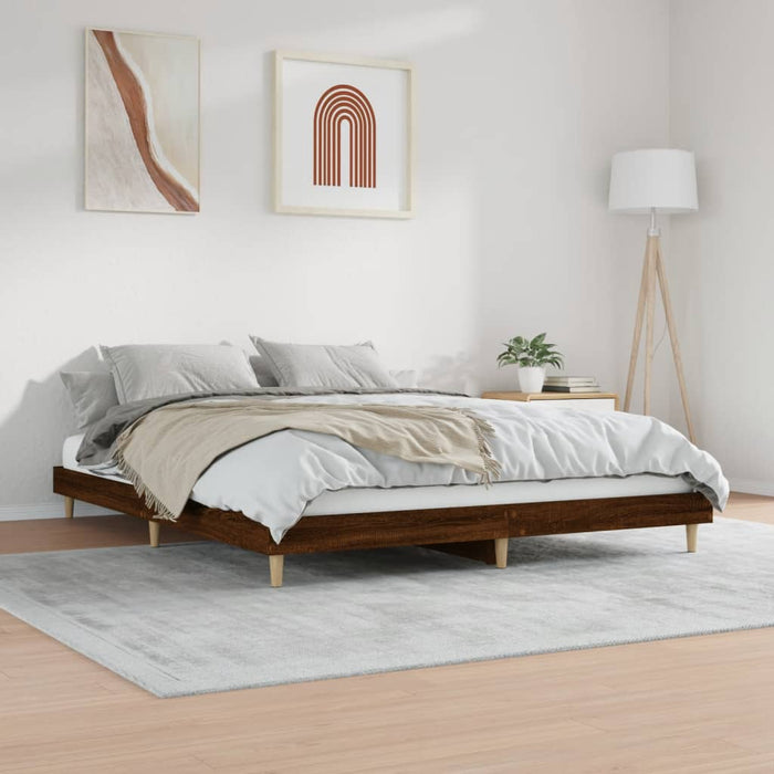 Bed Frame Brown Oak Engineered Wood 160 cm