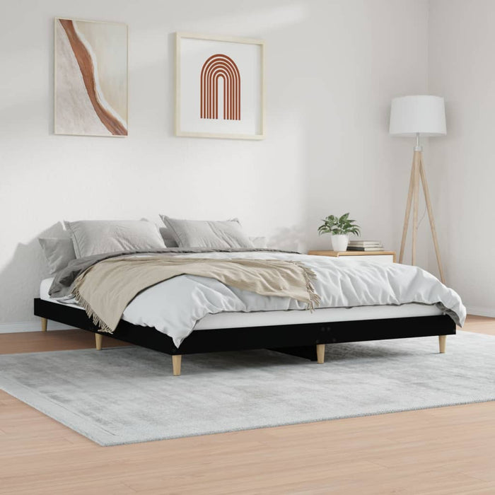 Bed Frame Black Engineered Wood 150 cm