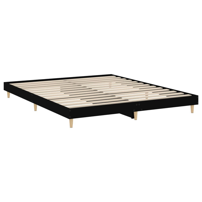 Bed Frame Black Engineered Wood 150 cm