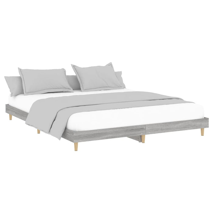 Bed Frame Grey Sonoma Engineered Wood 150 cm