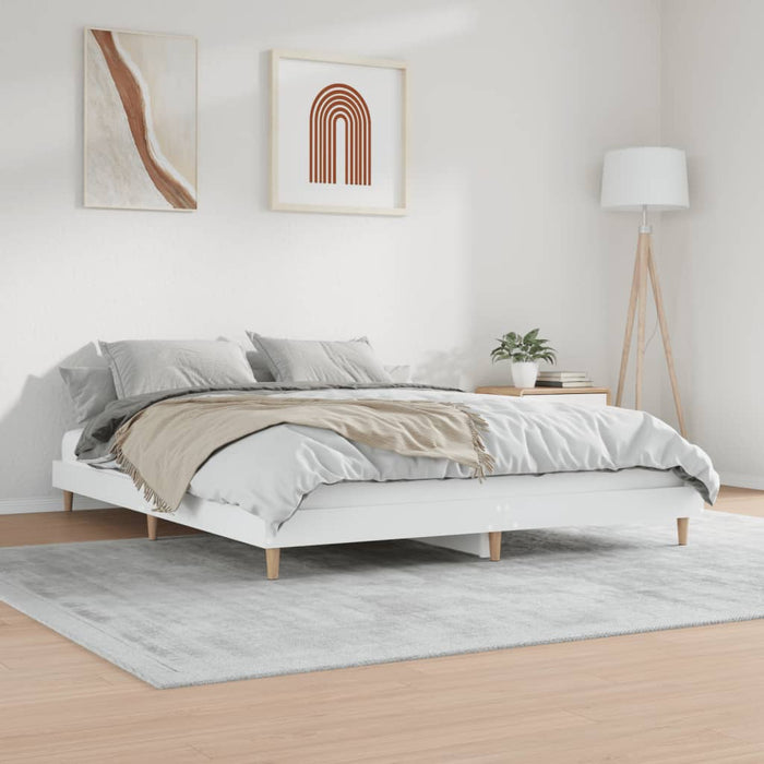 Bed Frame White Engineered Wood 140 cm