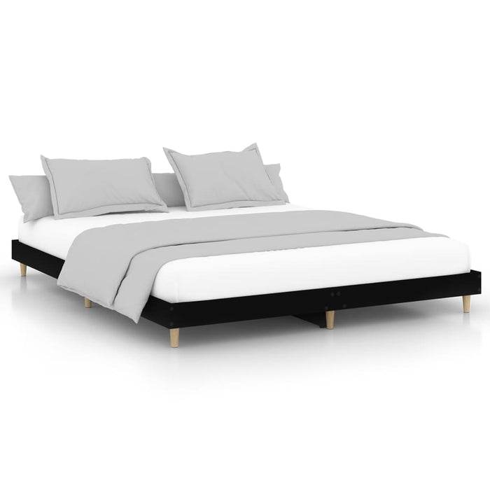 Bed Frame Black Engineered Wood 140 cm