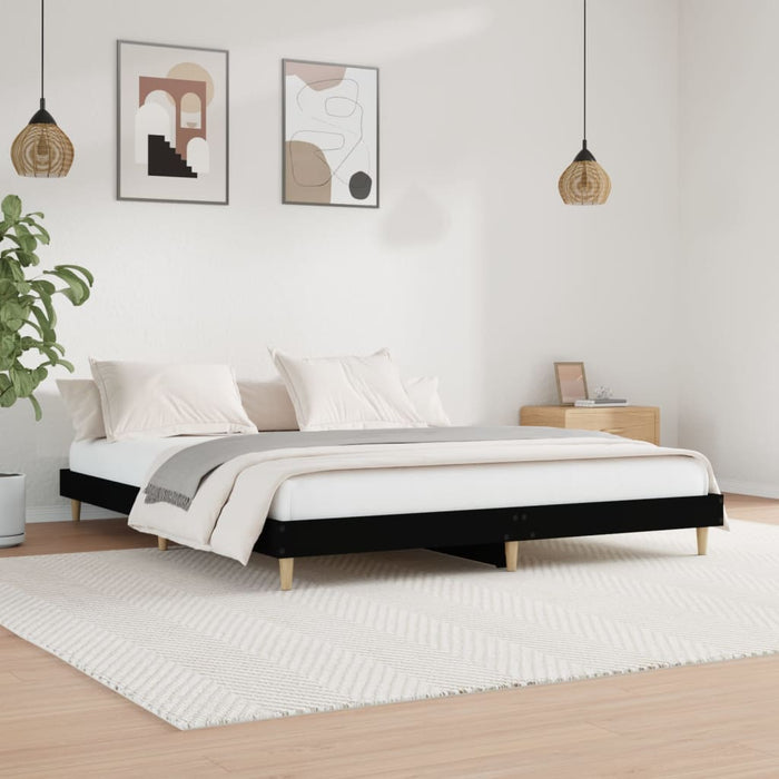 Bed Frame Black Engineered Wood 120 cm